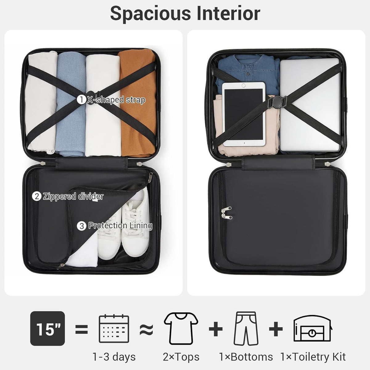 15'' Underseat Carry On Luggage Airline Approved Lightweight | Anti-Scratch PC+ABS Hardshell Carry on Suitcase with Smooth Spinner Wheel, Overnight Carry on for Short Travel, Nude Pink