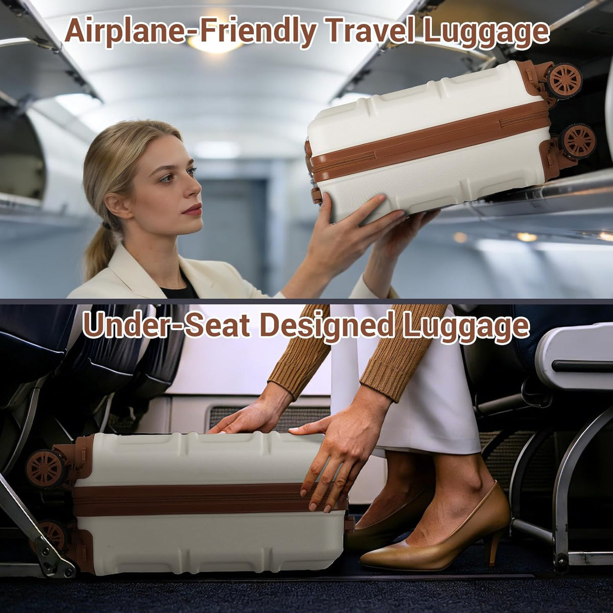 15'' Underseat Carry On Luggage Airline Approved Lightweight | Anti-Scratch PC+ABS Hardshell Carry on Suitcase with Smooth Spinner Wheel, Overnight Carry on for Short Travel, Nude Pink