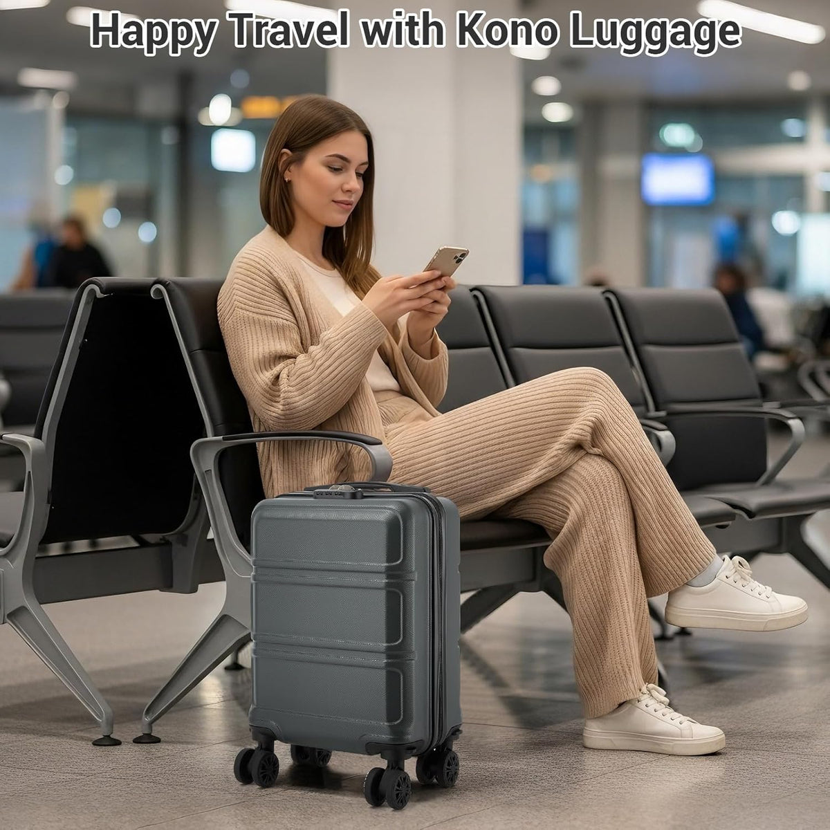 15'' Underseat Carry On Luggage Airline Approved Lightweight | Anti-Scratch PC+ABS Hardshell Carry on Suitcase with Smooth Spinner Wheel, Overnight Carry on for Short Travel, Nude Pink