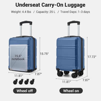 15'' Underseat Carry On Luggage Airline Approved Lightweight | Anti-Scratch PC+ABS Hardshell Carry on Suitcase with Smooth Spinner Wheel, Overnight Carry on for Short Travel, Nude Pink