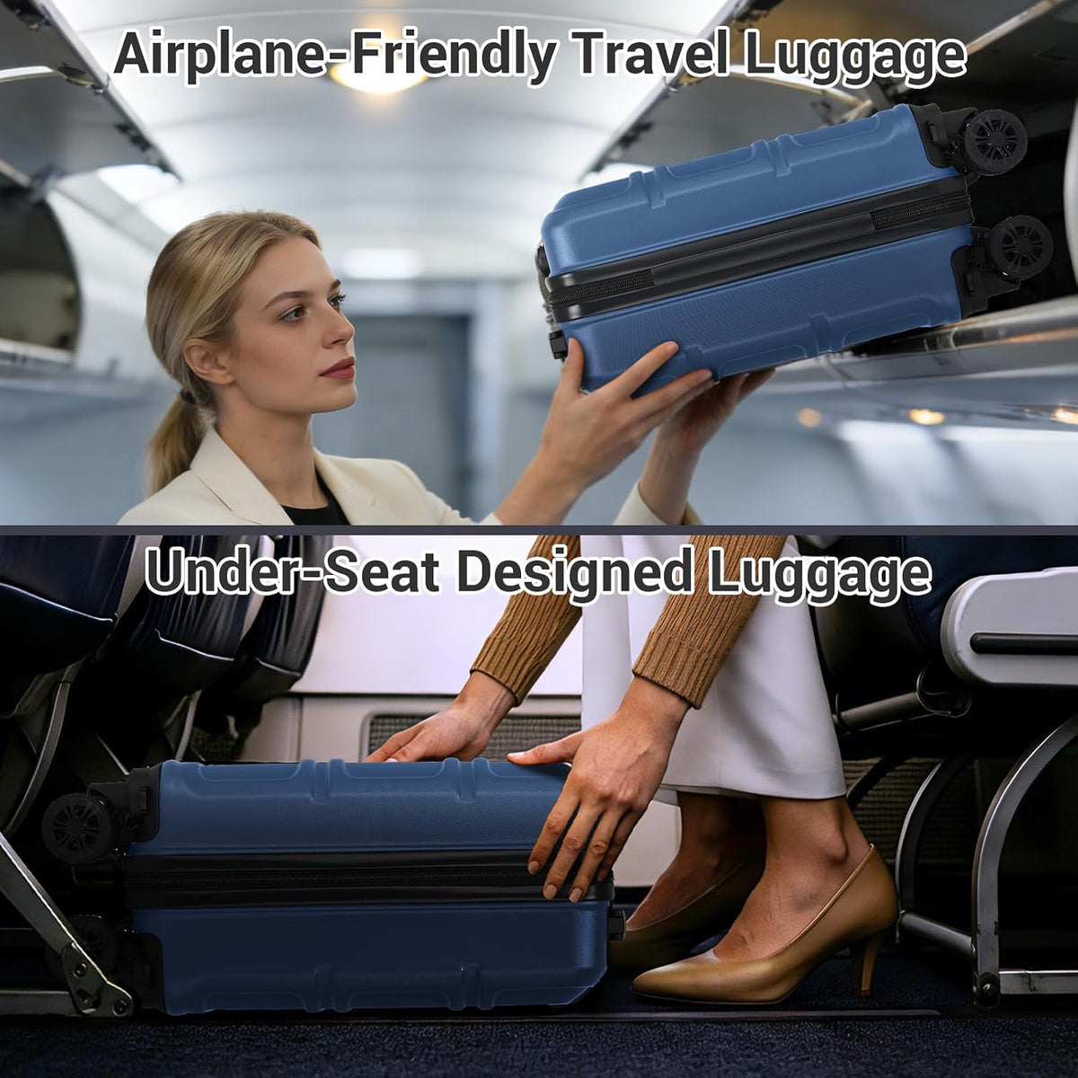15'' Underseat Carry On Luggage Airline Approved Lightweight | Anti-Scratch PC+ABS Hardshell Carry on Suitcase with Smooth Spinner Wheel, Overnight Carry on for Short Travel, Nude Pink