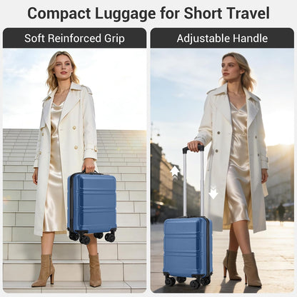 15'' Underseat Carry On Luggage Airline Approved Lightweight | Anti-Scratch PC+ABS Hardshell Carry on Suitcase with Smooth Spinner Wheel, Overnight Carry on for Short Travel, Nude Pink