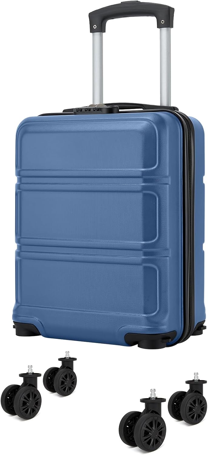 15'' Underseat Carry On Luggage Airline Approved Lightweight | Anti-Scratch PC+ABS Hardshell Carry on Suitcase with Smooth Spinner Wheel, Overnight Carry on for Short Travel, Nude Pink