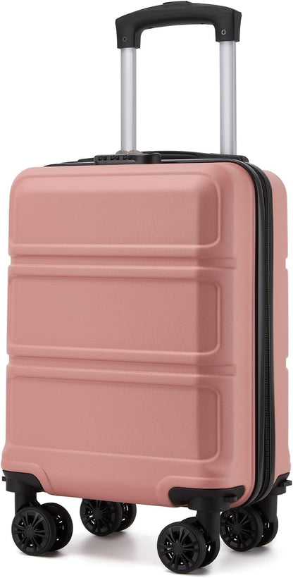 15'' Underseat Carry On Luggage Airline Approved Lightweight | Anti-Scratch PC+ABS Hardshell Carry on Suitcase with Smooth Spinner Wheel, Overnight Carry on for Short Travel, Nude Pink