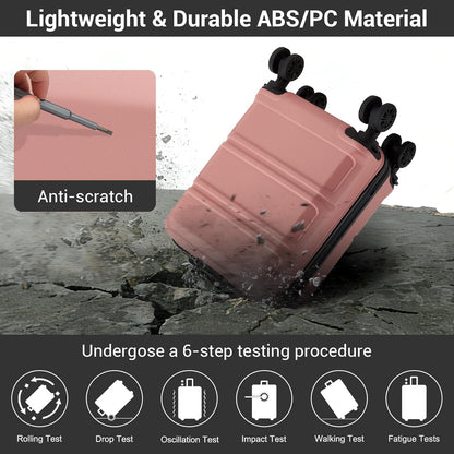 15'' Underseat Carry On Luggage Airline Approved Lightweight | Anti-Scratch PC+ABS Hardshell Carry on Suitcase with Smooth Spinner Wheel, Overnight Carry on for Short Travel, Nude Pink