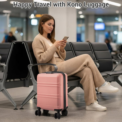 15'' Underseat Carry On Luggage Airline Approved Lightweight | Anti-Scratch PC+ABS Hardshell Carry on Suitcase with Smooth Spinner Wheel, Overnight Carry on for Short Travel, Nude Pink