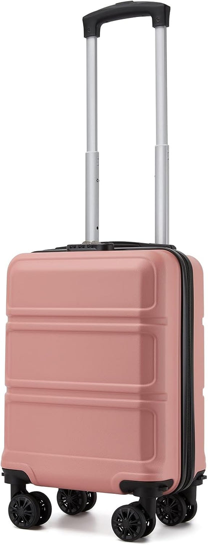 15'' Underseat Carry On Luggage Airline Approved Lightweight | Anti-Scratch PC+ABS Hardshell Carry on Suitcase with Smooth Spinner Wheel, Overnight Carry on for Short Travel, Nude Pink