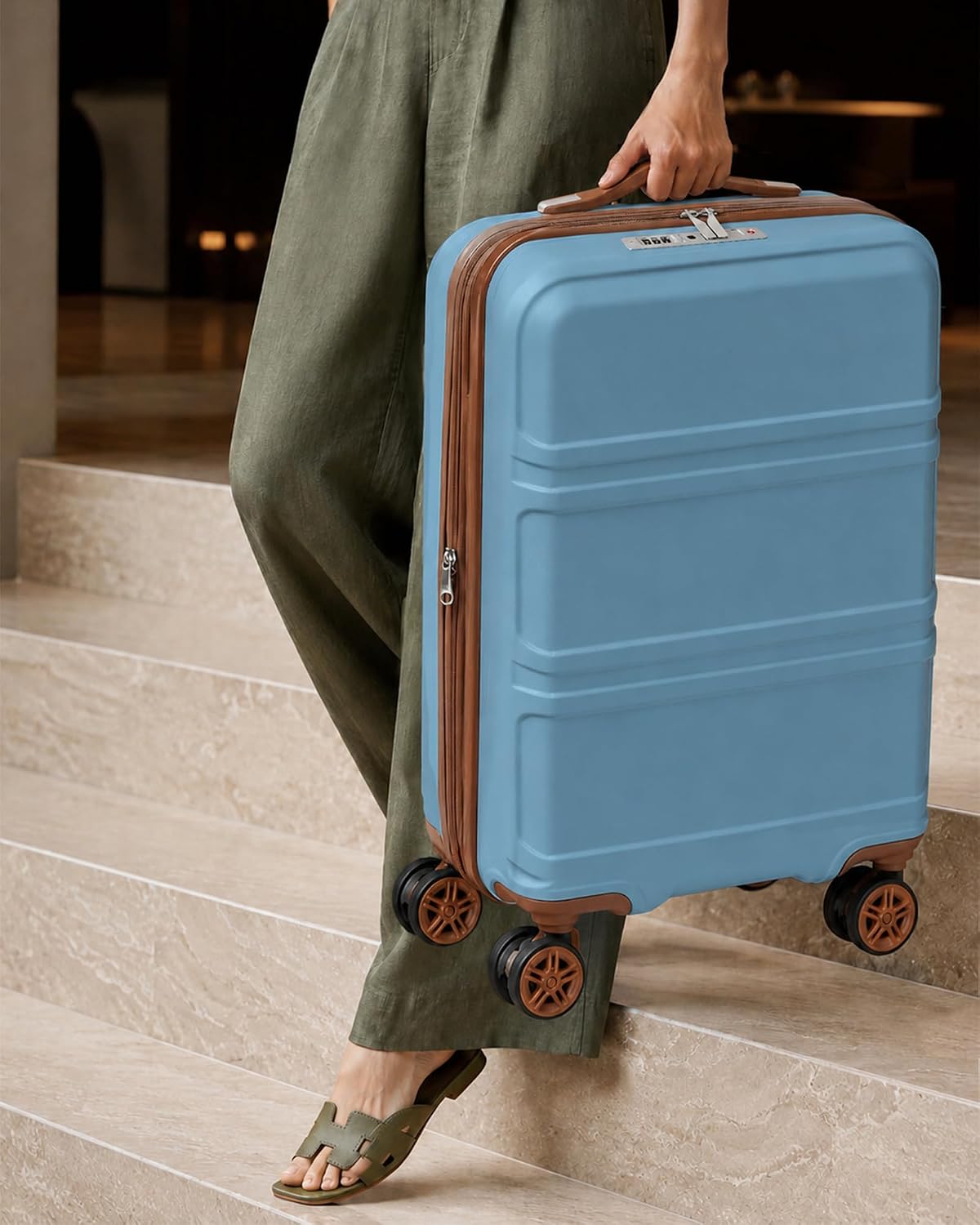 15'' Underseat Carry On Luggage Airline Approved Lightweight | Anti-Scratch PC+ABS Hardshell Carry on Suitcase with Smooth Spinner Wheel, Overnight Carry on for Short Travel, Nude Pink