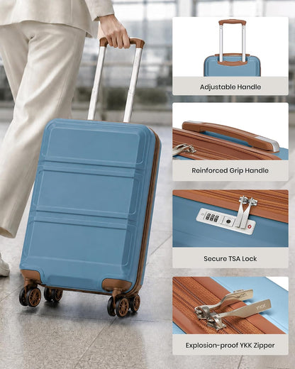 15'' Underseat Carry On Luggage Airline Approved Lightweight | Anti-Scratch PC+ABS Hardshell Carry on Suitcase with Smooth Spinner Wheel, Overnight Carry on for Short Travel, Nude Pink