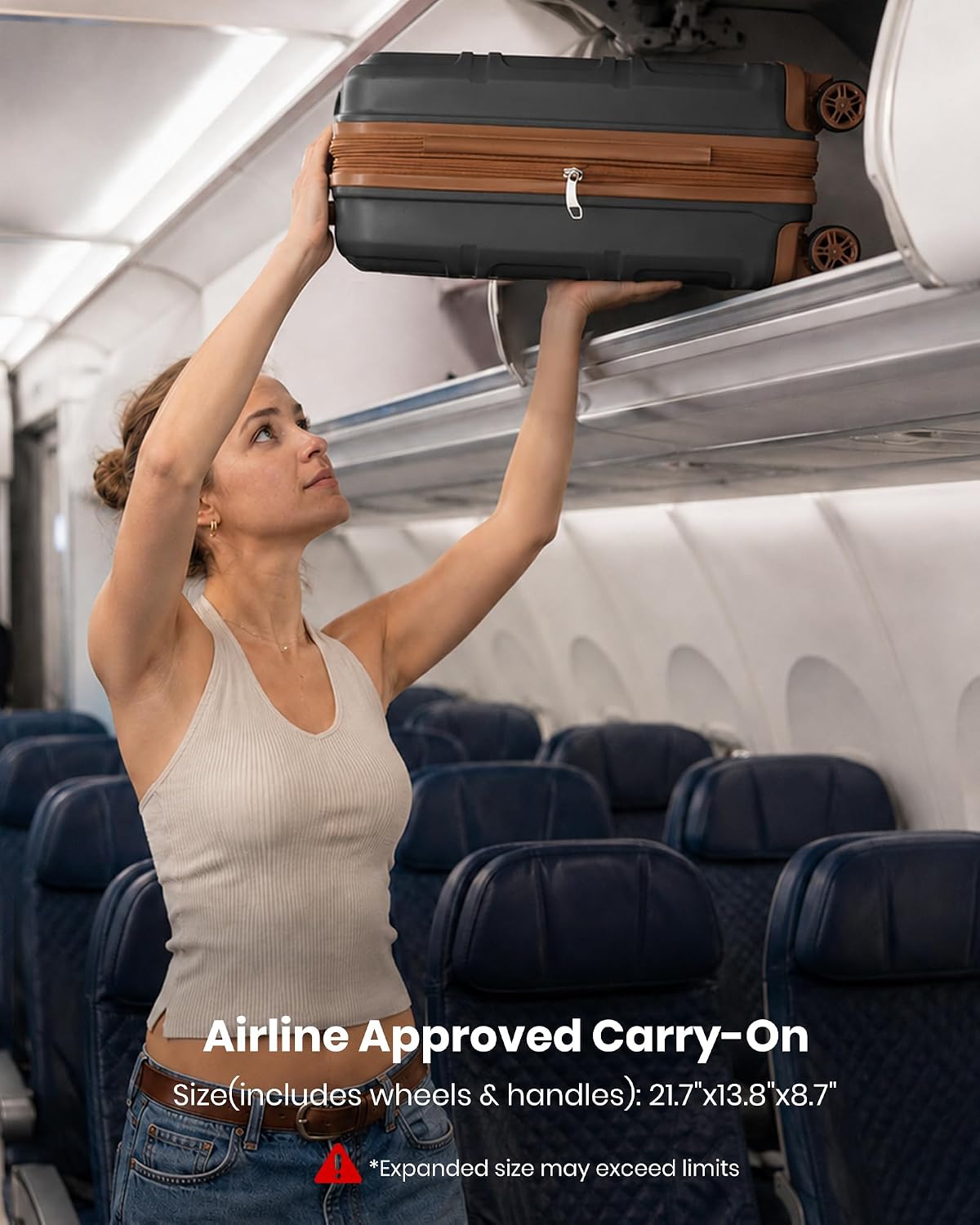 15'' Underseat Carry On Luggage Airline Approved Lightweight | Anti-Scratch PC+ABS Hardshell Carry on Suitcase with Smooth Spinner Wheel, Overnight Carry on for Short Travel, Nude Pink