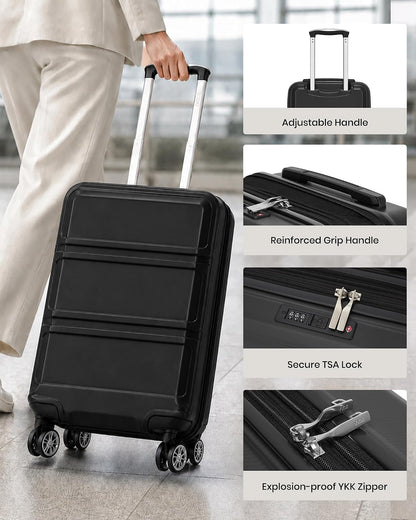 15'' Underseat Carry On Luggage Airline Approved Lightweight | Anti-Scratch PC+ABS Hardshell Carry on Suitcase with Smooth Spinner Wheel, Overnight Carry on for Short Travel, Nude Pink