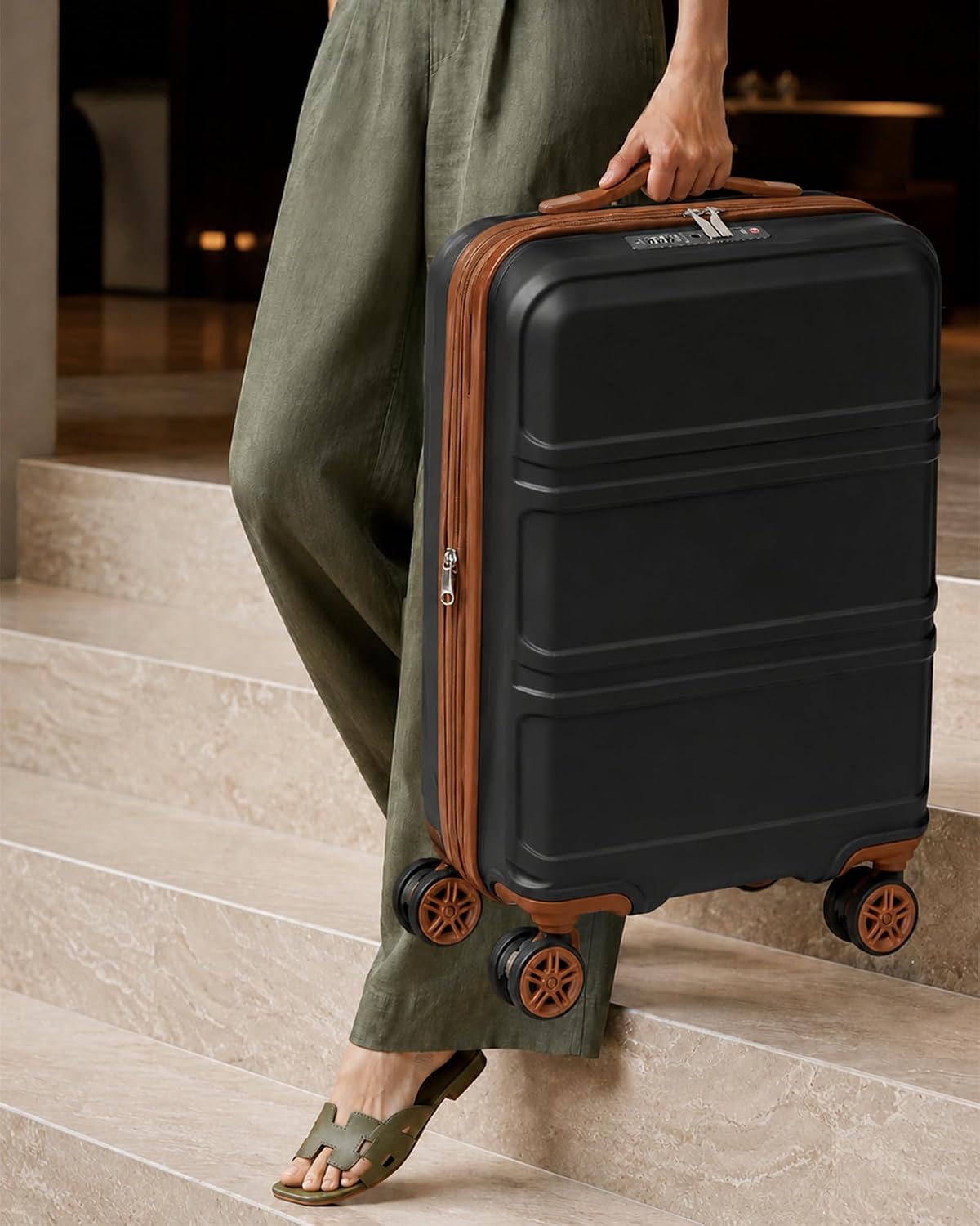 15'' Underseat Carry On Luggage Airline Approved Lightweight | Anti-Scratch PC+ABS Hardshell Carry on Suitcase with Smooth Spinner Wheel, Overnight Carry on for Short Travel, Nude Pink