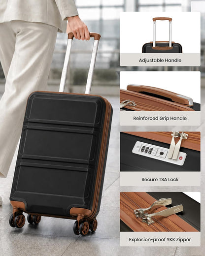15'' Underseat Carry On Luggage Airline Approved Lightweight | Anti-Scratch PC+ABS Hardshell Carry on Suitcase with Smooth Spinner Wheel, Overnight Carry on for Short Travel, Nude Pink