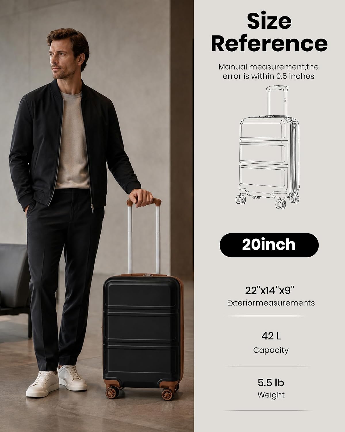15'' Underseat Carry On Luggage Airline Approved Lightweight | Anti-Scratch PC+ABS Hardshell Carry on Suitcase with Smooth Spinner Wheel, Overnight Carry on for Short Travel, Nude Pink