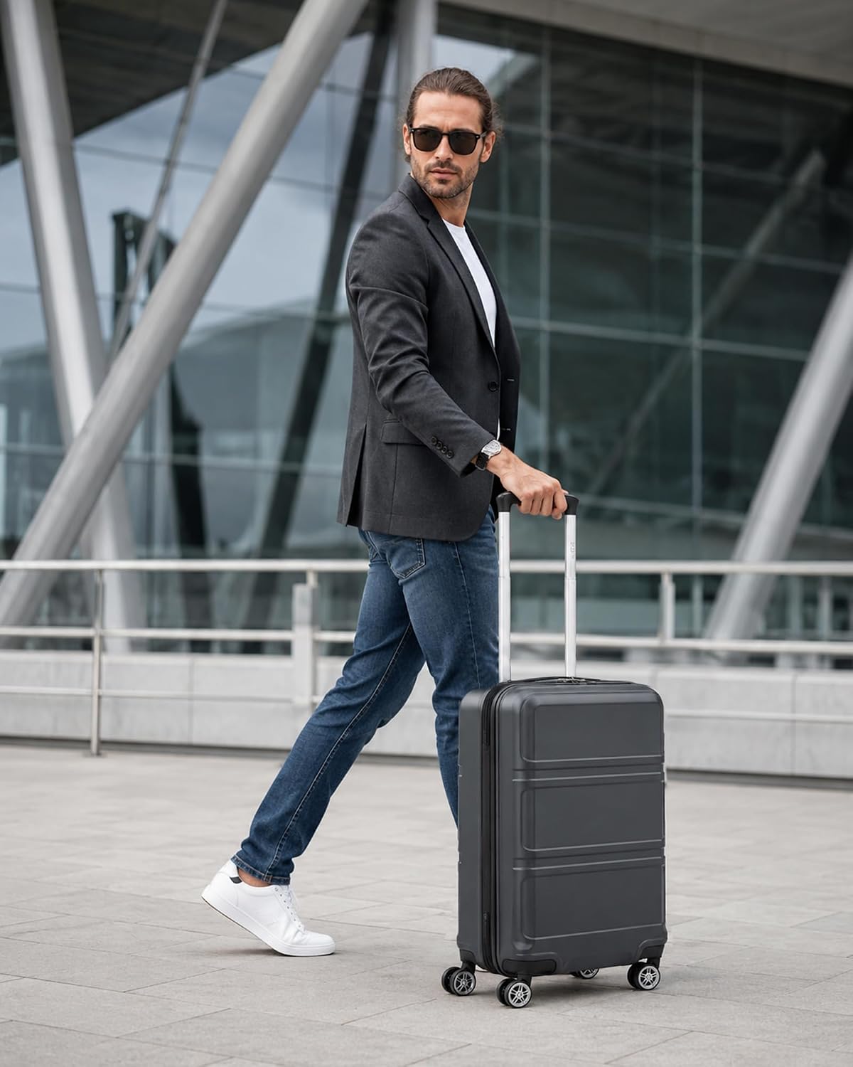 15'' Underseat Carry On Luggage Airline Approved Lightweight | Anti-Scratch PC+ABS Hardshell Carry on Suitcase with Smooth Spinner Wheel, Overnight Carry on for Short Travel, Nude Pink