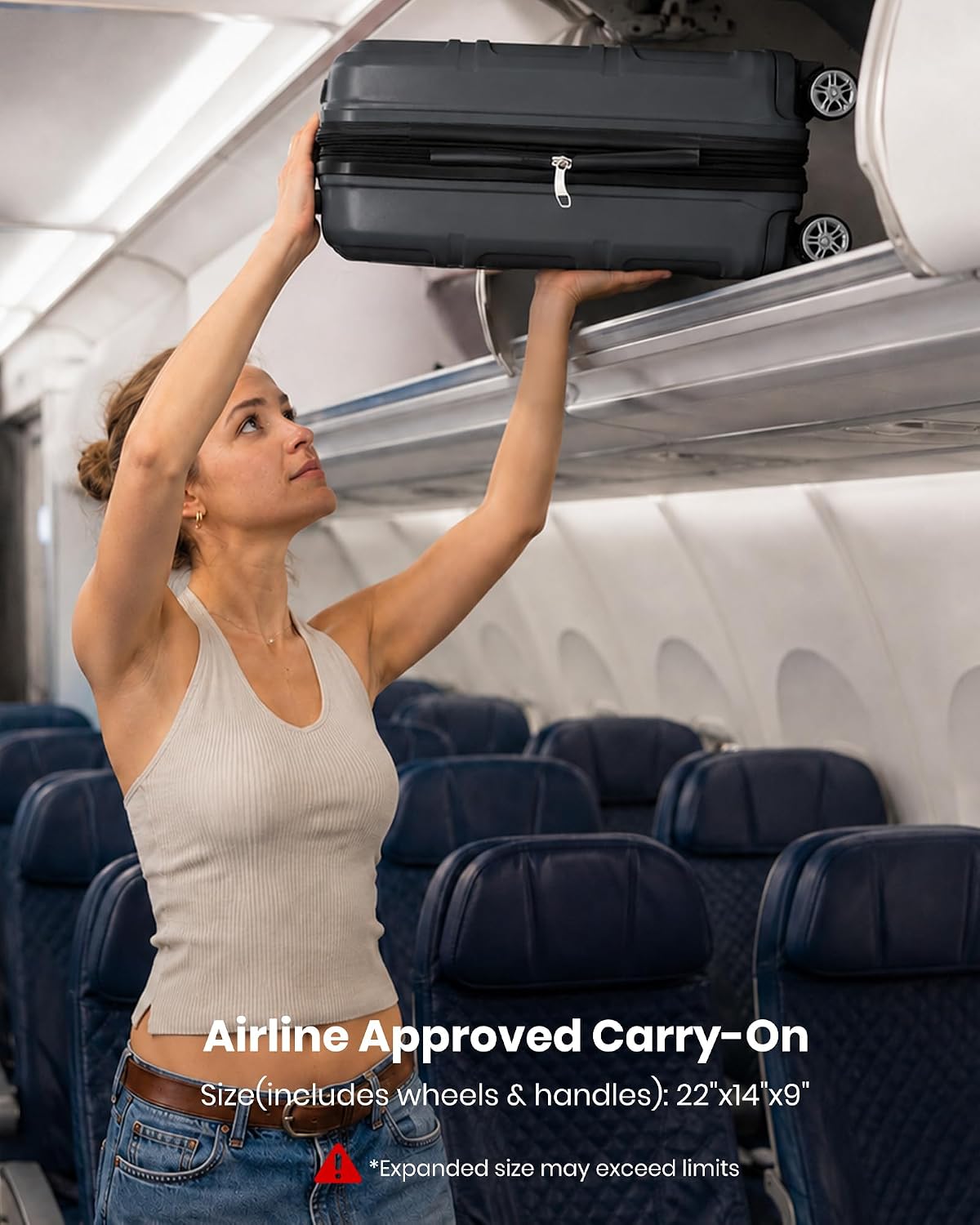 15'' Underseat Carry On Luggage Airline Approved Lightweight | Anti-Scratch PC+ABS Hardshell Carry on Suitcase with Smooth Spinner Wheel, Overnight Carry on for Short Travel, Nude Pink