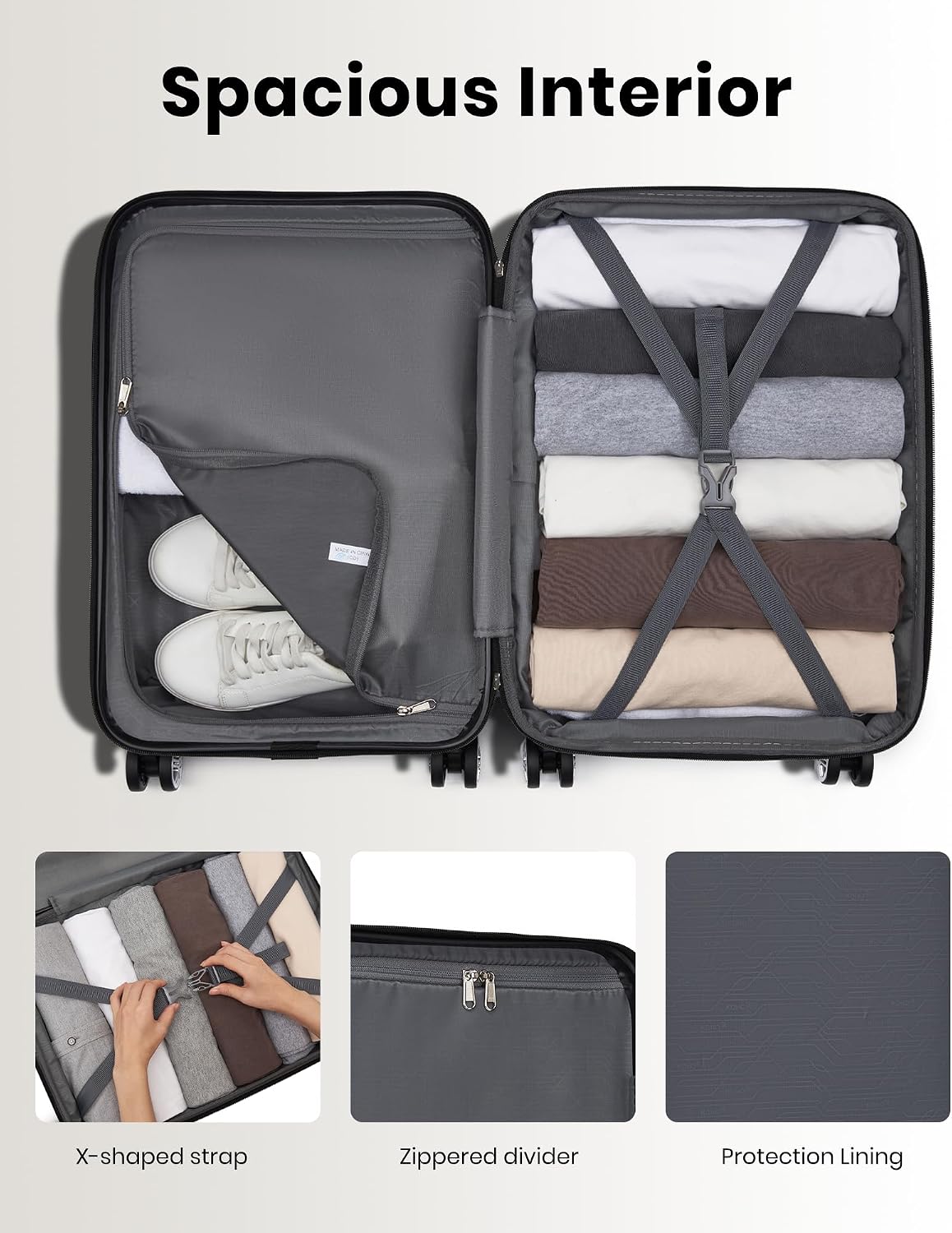 15'' Underseat Carry On Luggage Airline Approved Lightweight | Anti-Scratch PC+ABS Hardshell Carry on Suitcase with Smooth Spinner Wheel, Overnight Carry on for Short Travel, Nude Pink