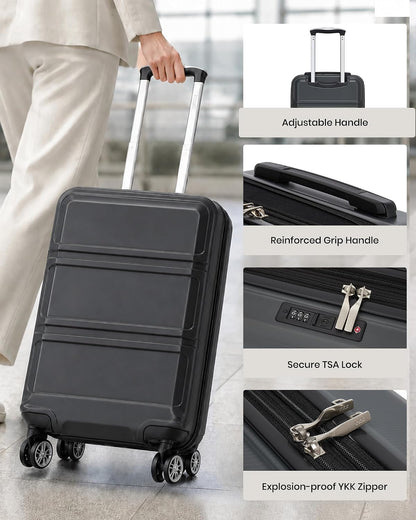 15'' Underseat Carry On Luggage Airline Approved Lightweight | Anti-Scratch PC+ABS Hardshell Carry on Suitcase with Smooth Spinner Wheel, Overnight Carry on for Short Travel, Nude Pink