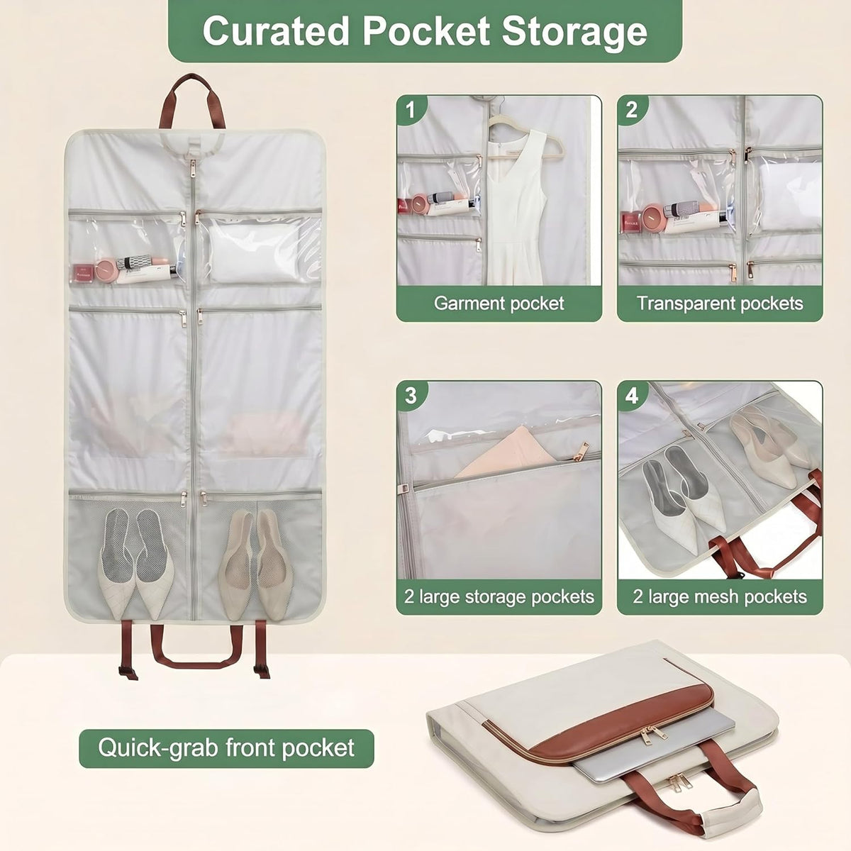 Convertible Travel Garment Bag for Women,Foldable Carry on Suit Carrier for Hanging Clothes Waterproof Travel Suit Bag for Men Large Garment Duffel Bag for Travel Business | Waterproof