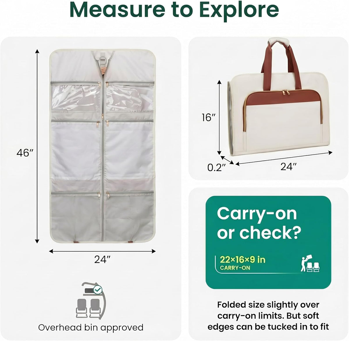 Convertible Travel Garment Bag for Women,Foldable Carry on Suit Carrier for Hanging Clothes Waterproof Travel Suit Bag for Men Large Garment Duffel Bag for Travel Business | Waterproof