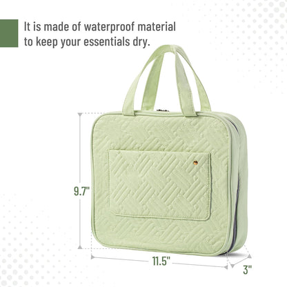 Travel Toiletry Bag Organizers, Sage Green | Makeup Travel Bag for Toiletries with Hanging Hook, Water-Resistant
