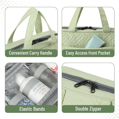 Travel Toiletry Bag Organizers, Sage Green | Makeup Travel Bag for Toiletries with Hanging Hook, Water-Resistant