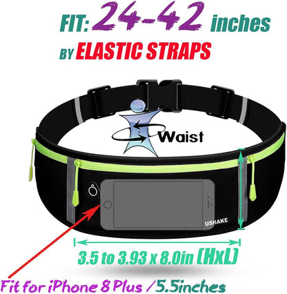 Slim Running Belt, Workout Fanny Pack for Men Women,Exercise Waist Pack for Apple iPhone Holder, Runner Belt for Running Walking Cycling Camping Gym