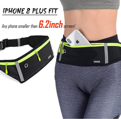 Slim Running Belt, Workout Fanny Pack for Men Women,Exercise Waist Pack for Apple iPhone Holder, Runner Belt for Running Walking Cycling Camping Gym