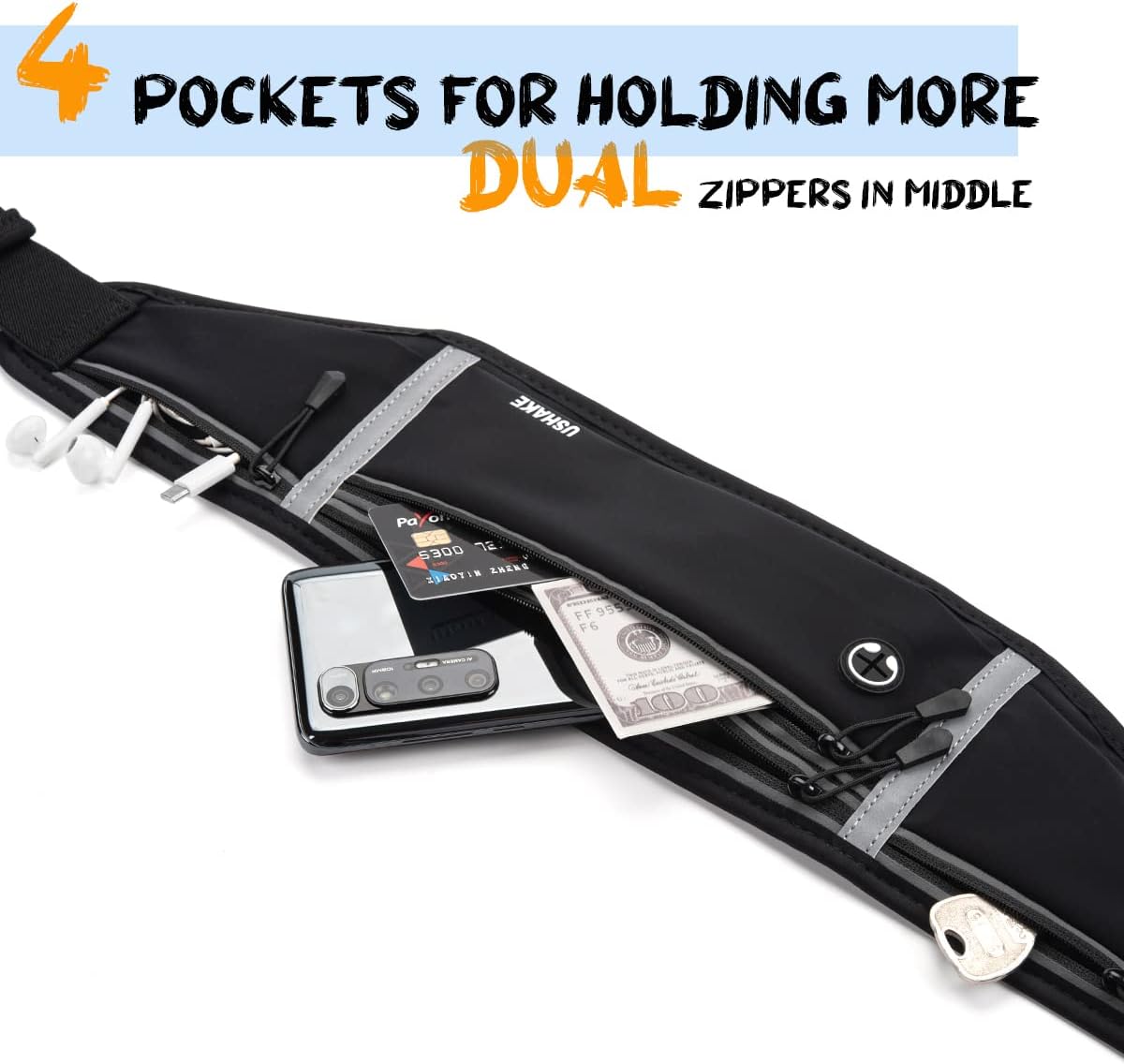 Slim Running Belt, Workout Fanny Pack for Men Women,Exercise Waist Pack for Apple iPhone Holder, Runner Belt for Running Walking Cycling Camping Gym