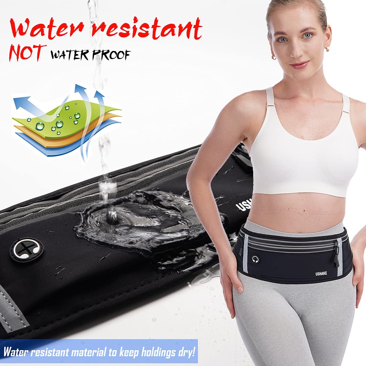Slim Running Belt, Workout Fanny Pack for Men Women,Exercise Waist Pack for Apple iPhone Holder, Runner Belt for Running Walking Cycling Camping Gym