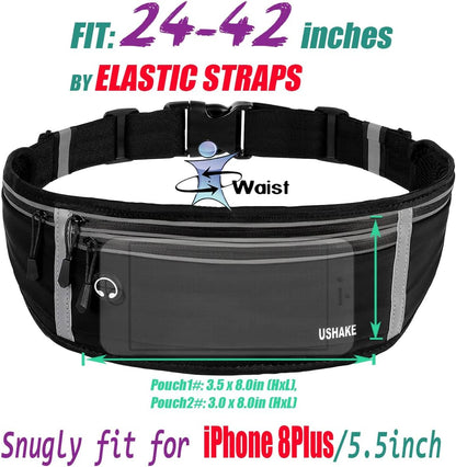 Slim Running Belt, Workout Fanny Pack for Men Women,Exercise Waist Pack for Apple iPhone Holder, Runner Belt for Running Walking Cycling Camping Gym