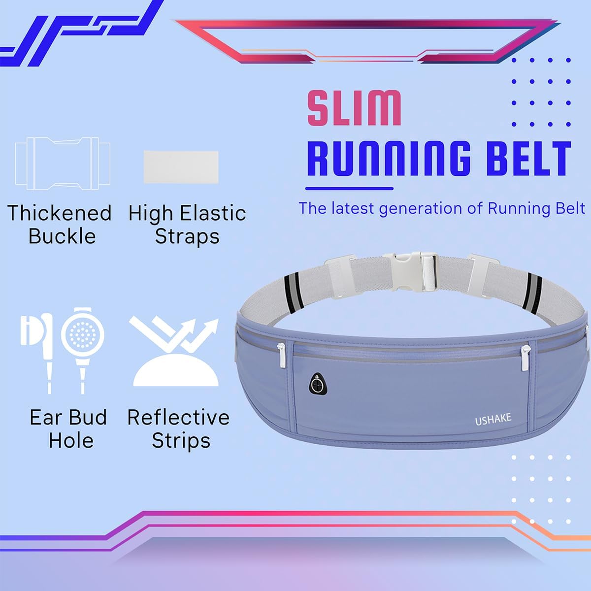 Slim Running Belt, Workout Fanny Pack for Men Women,Exercise Waist Pack for Apple iPhone Holder, Runner Belt for Running Walking Cycling Camping Gym
