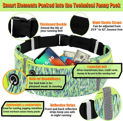 Slim Running Belt, Workout Fanny Pack for Men Women,Exercise Waist Pack for Apple iPhone Holder, Runner Belt for Running Walking Cycling Camping Gym