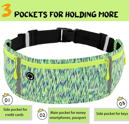 Slim Running Belt, Workout Fanny Pack for Men Women,Exercise Waist Pack for Apple iPhone Holder, Runner Belt for Running Walking Cycling Camping Gym