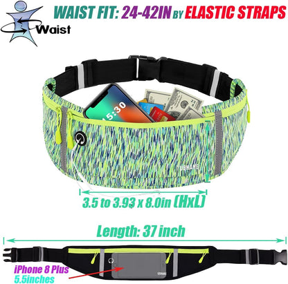 Slim Running Belt, Workout Fanny Pack for Men Women,Exercise Waist Pack for Apple iPhone Holder, Runner Belt for Running Walking Cycling Camping Gym