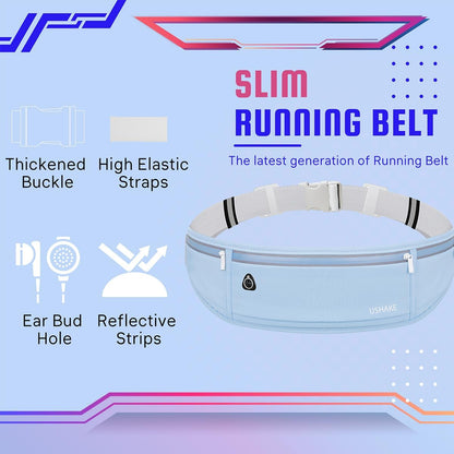 Slim Running Belt, Workout Fanny Pack for Men Women,Exercise Waist Pack for Apple iPhone Holder, Runner Belt for Running Walking Cycling Camping Gym