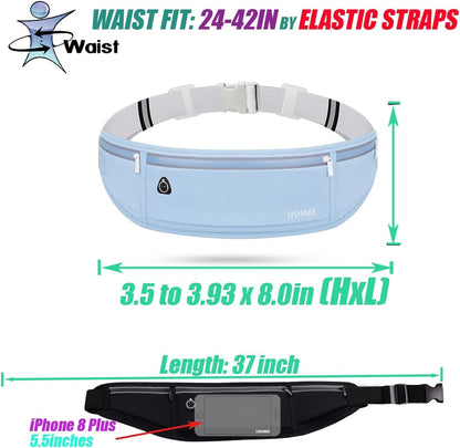 Slim Running Belt, Workout Fanny Pack for Men Women,Exercise Waist Pack for Apple iPhone Holder, Runner Belt for Running Walking Cycling Camping Gym