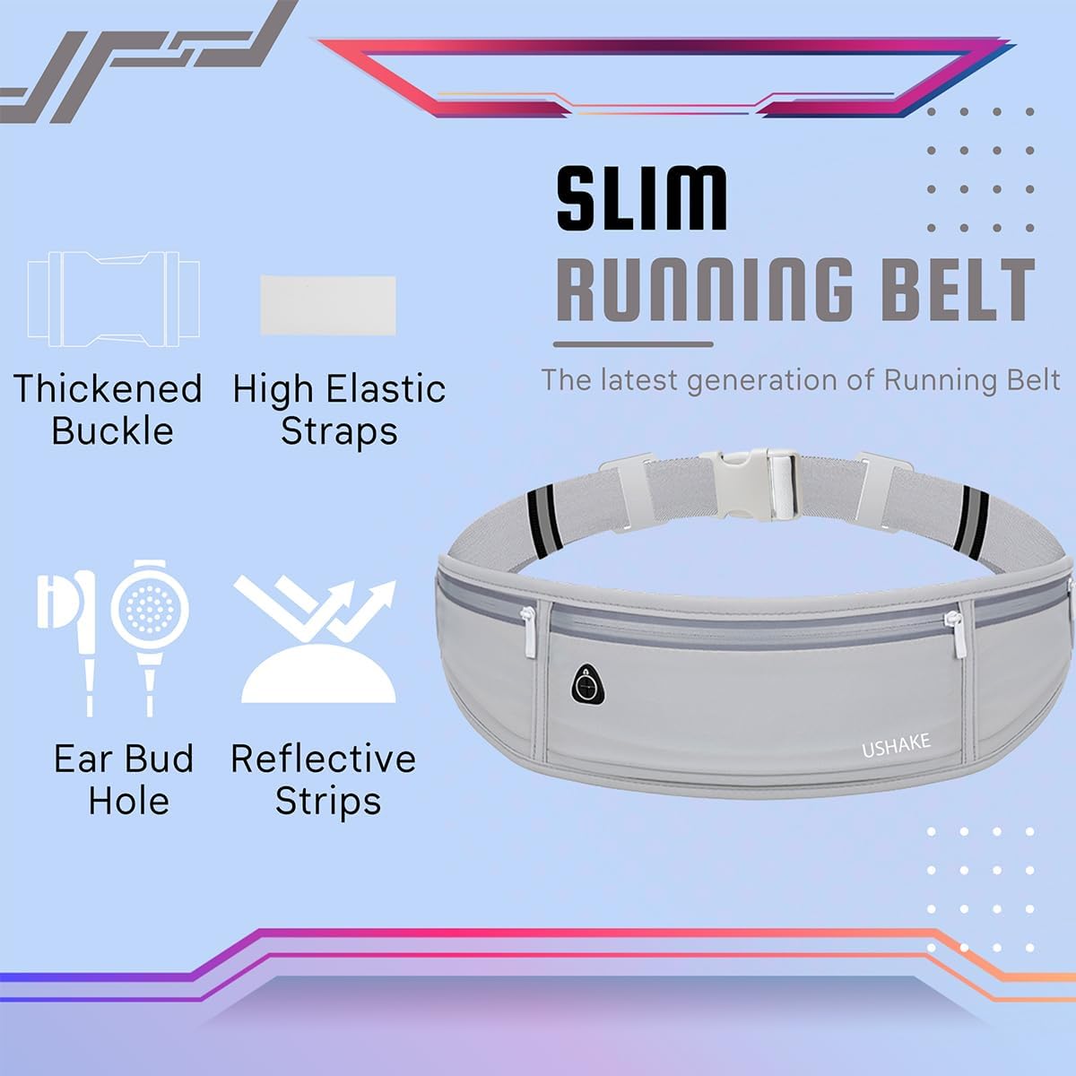 Slim Running Belt, Workout Fanny Pack for Men Women,Exercise Waist Pack for Apple iPhone Holder, Runner Belt for Running Walking Cycling Camping Gym