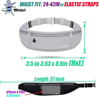 Slim Running Belt, Workout Fanny Pack for Men Women,Exercise Waist Pack for Apple iPhone Holder, Runner Belt for Running Walking Cycling Camping Gym