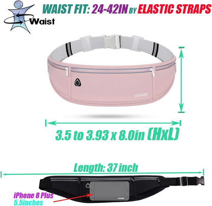 Slim Running Belt, Workout Fanny Pack for Men Women,Exercise Waist Pack for Apple iPhone Holder, Runner Belt for Running Walking Cycling Camping Gym