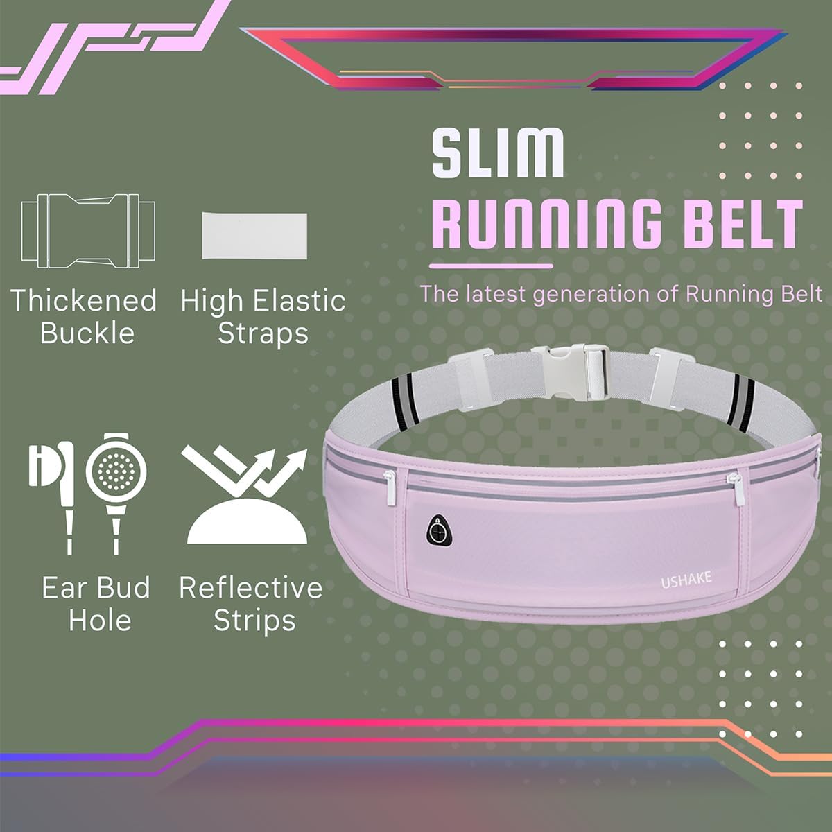 Slim Running Belt, Workout Fanny Pack for Men Women,Exercise Waist Pack for Apple iPhone Holder, Runner Belt for Running Walking Cycling Camping Gym