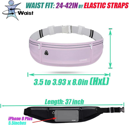 Slim Running Belt, Workout Fanny Pack for Men Women,Exercise Waist Pack for Apple iPhone Holder, Runner Belt for Running Walking Cycling Camping Gym