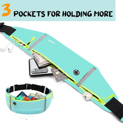 Slim Running Belt, Workout Fanny Pack for Men Women,Exercise Waist Pack for Apple iPhone Holder, Runner Belt for Running Walking Cycling Camping Gym