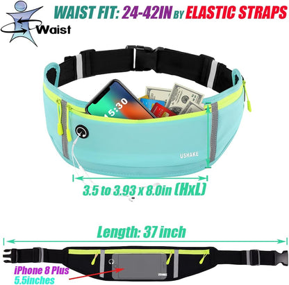 Slim Running Belt, Workout Fanny Pack for Men Women,Exercise Waist Pack for Apple iPhone Holder, Runner Belt for Running Walking Cycling Camping Gym