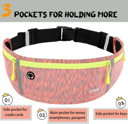 Slim Running Belt, Workout Fanny Pack for Men Women,Exercise Waist Pack for Apple iPhone Holder, Runner Belt for Running Walking Cycling Camping Gym