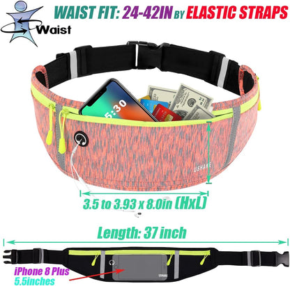 Slim Running Belt, Workout Fanny Pack for Men Women,Exercise Waist Pack for Apple iPhone Holder, Runner Belt for Running Walking Cycling Camping Gym