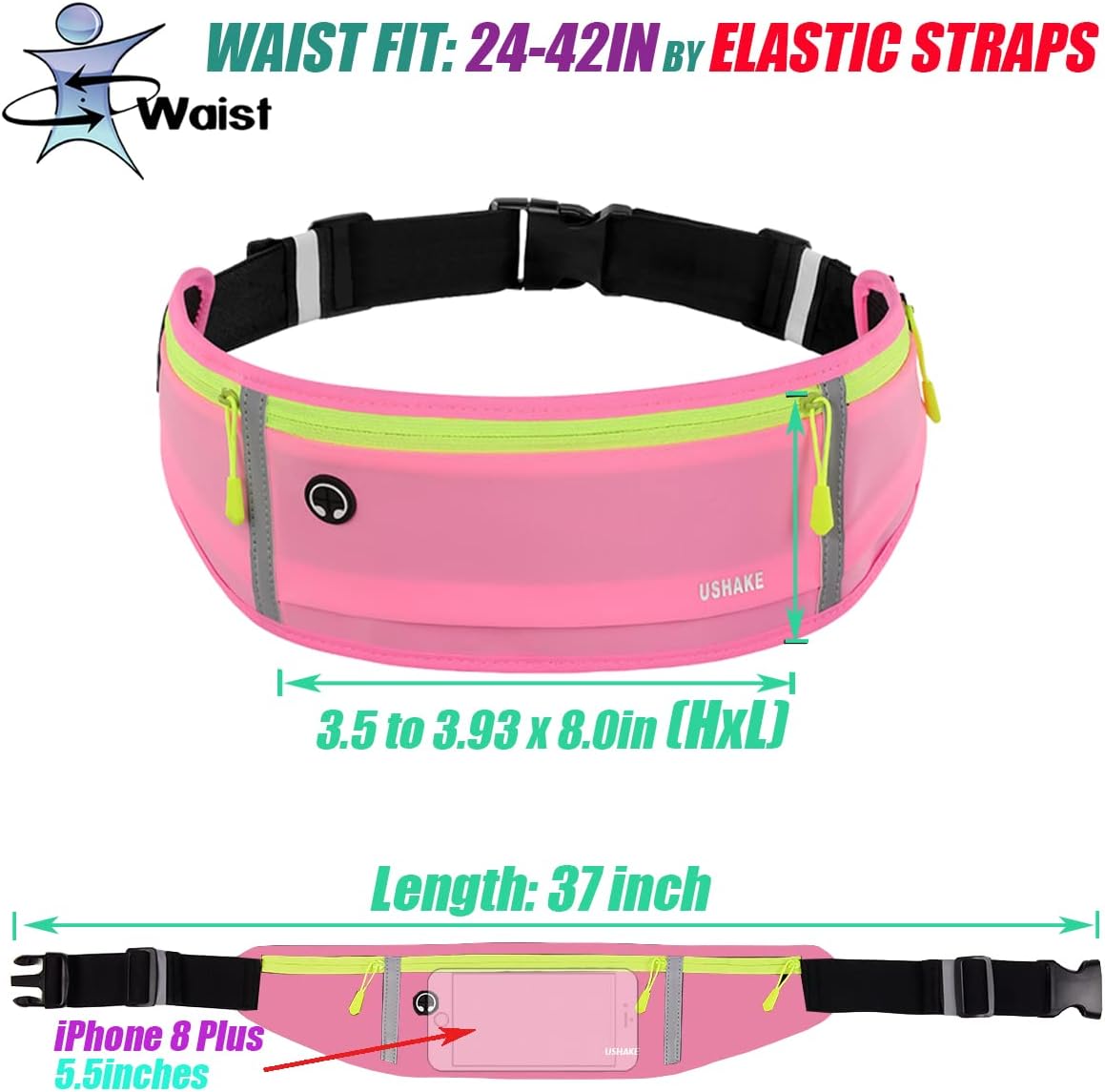 Slim Running Belt, Workout Fanny Pack for Men Women,Exercise Waist Pack for Apple iPhone Holder, Runner Belt for Running Walking Cycling Camping Gym