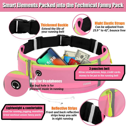 Slim Running Belt, Workout Fanny Pack for Men Women,Exercise Waist Pack for Apple iPhone Holder, Runner Belt for Running Walking Cycling Camping Gym