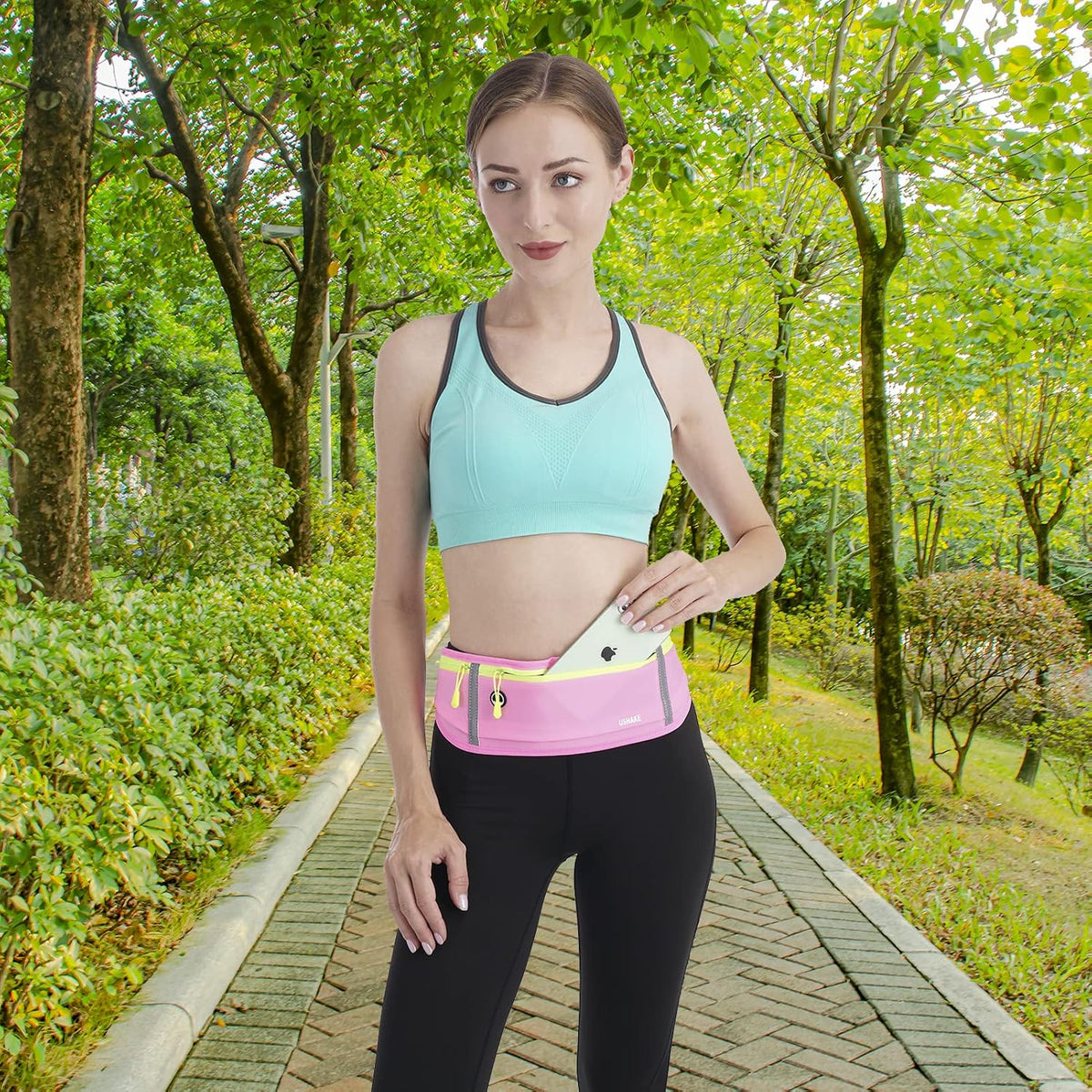 Slim Running Belt, Workout Fanny Pack for Men Women,Exercise Waist Pack for Apple iPhone Holder, Runner Belt for Running Walking Cycling Camping Gym