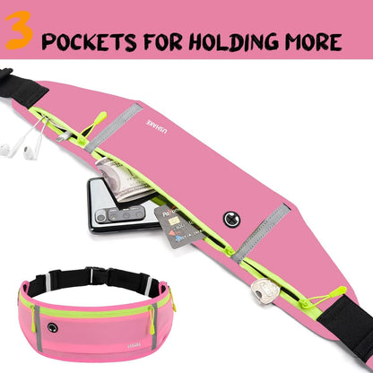 Slim Running Belt, Workout Fanny Pack for Men Women,Exercise Waist Pack for Apple iPhone Holder, Runner Belt for Running Walking Cycling Camping Gym
